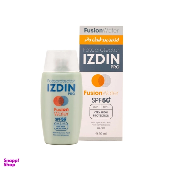 کرم ضد آفتاب ایزدین پرو با SPF50 مدل Fusion Water حجم 50 میلی لیتر