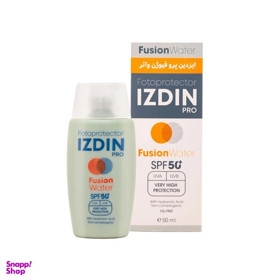 کرم ضد آفتاب ایزدین پرو با SPF50 مدل Fusion Water حجم 50 میلی لیتر