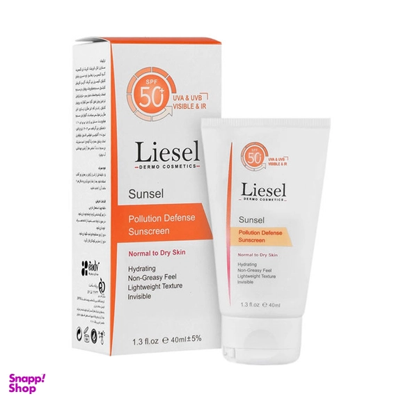 کرم ضد آفتاب لایسل مدل dry to normal مناسب پوست خشک با SPF50 حجم 40 میلی لیتر